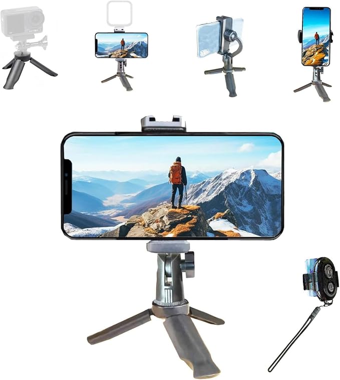 Phone Stand Tripod with Wireless Remote - Lightweight Adjustable Phone Holder for iPhone Samsung, Desk Bed Tabletop Mini Tripod(Mini) by QIYUANCHUANGIntelligent