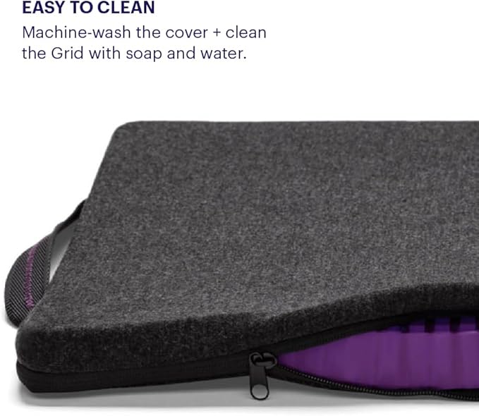 Purple Royal Seat Cushion, Portable 2 Inch Gel Seat Cushion, GelFlex Grid | Handles for Car, Office Chair, Stadium - Pressure-Reducing for Hard Seats, Temperature-Neutral, No-Slip - Made in USA - Image 6
