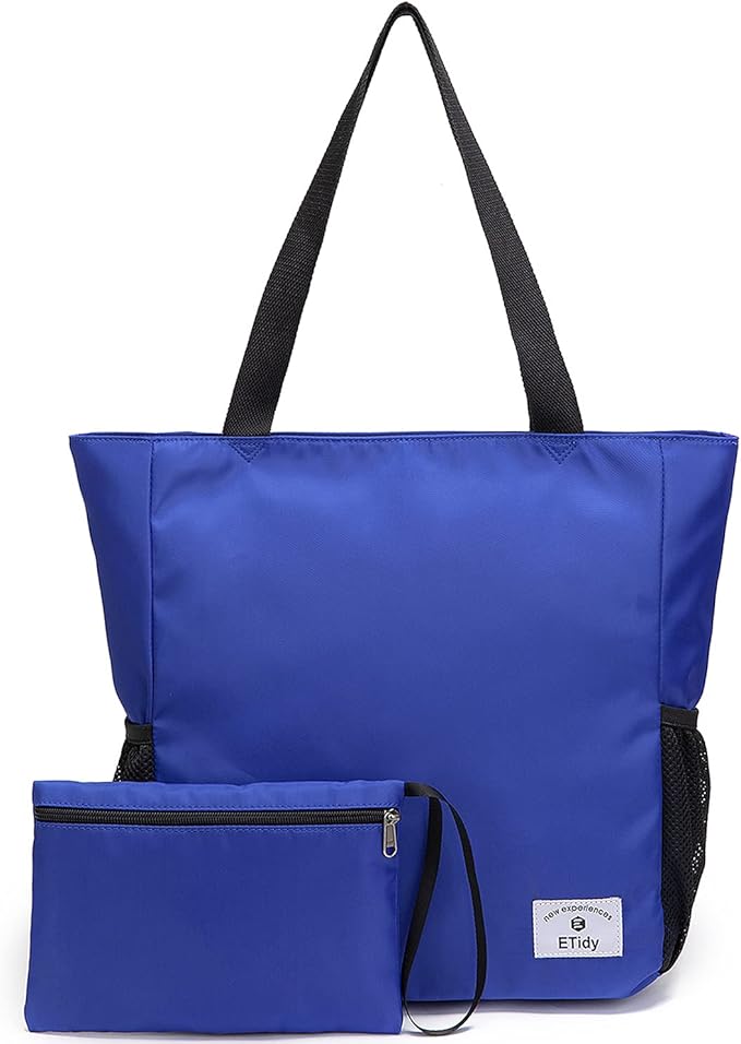 ETidy Large Capacity Foldable Tote Bag With Zipper | Water-resistant, Lightweight, Sandproof, Beach Bag, Gym Bag, Travel Shopping Bag by ETidy