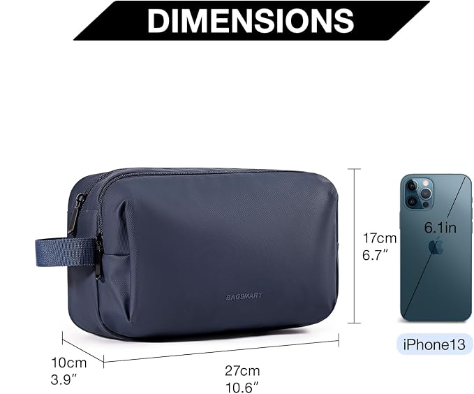BAGSMART Toiletry Bag for Men, Travel Toiletry Organizer Dopp Kit Water-resistant Shaving Bag for Toiletries Accessories, Door Room Essentials,Navy Blue-basic - Image 5