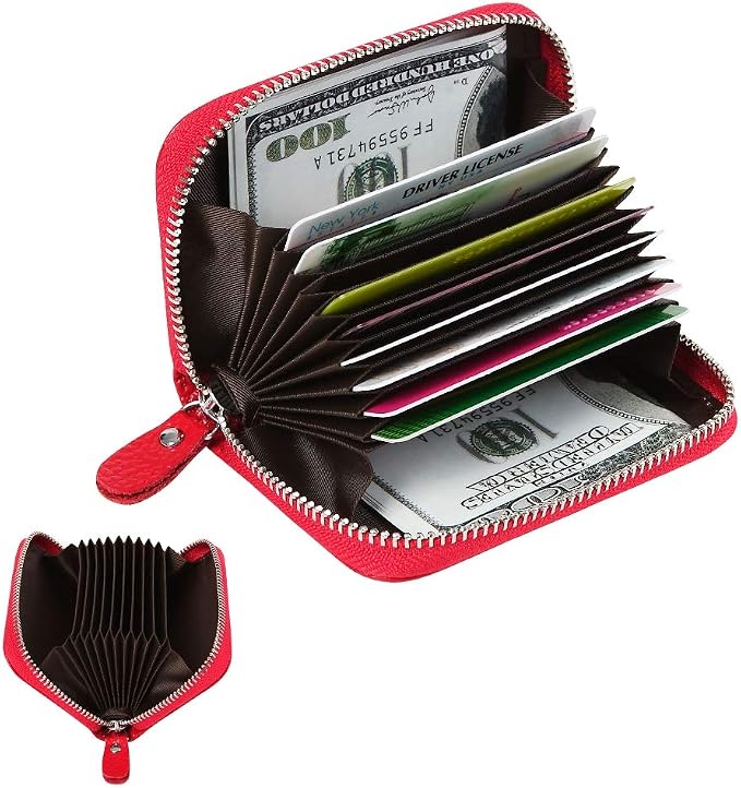 Women's RFID Blocking 12 Slots Credit Card Holder Leather Accordion Wallet - Image 2
