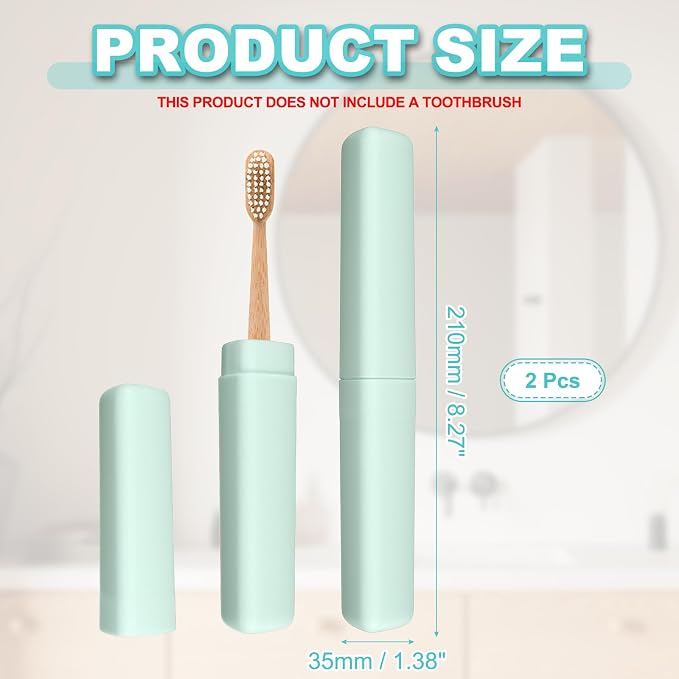 uxcell 2Pcs Travel Toothbrush Case, 8.27 x 1.38 Portable Travel Toothbrush Holder, Plastic Toothpaste Container for Bathroom, Gym, Business Trip, Camping, Green - Image 2