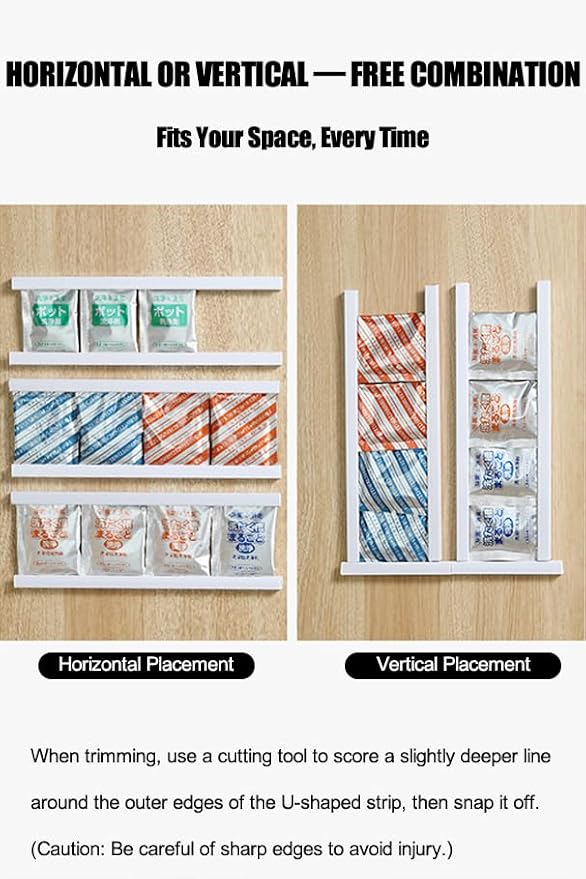Adhesive U-Shaped Storage Strip – 60cm (23.6") Cuttable Wall Mount Organizer with Self-Adhesive Back, Space-Saving Rack for Kitchen, Cabinet Doors, and Bathroom Storage (No Drilling Needed) - Image 2