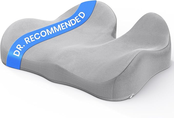 Benazcap Seat Cushion - Memory Foam Car Seat Pad - Sciatica & Lower Back Pain Relief - Car Seat Cushions for Driving - Road Trip Essentials for Drivers, Grey by Benazcap