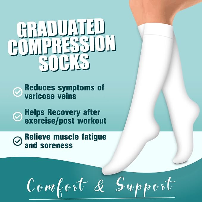 Compression Socks for Women & Men Circulation(6 pairs)-Graduated Supports Socks for Running, Athletic Sports - Image 3