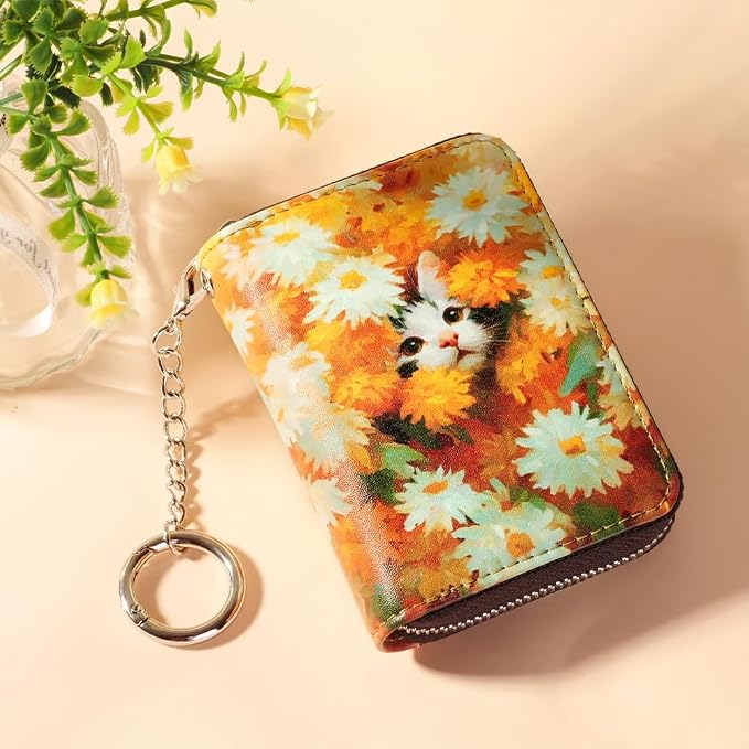 FurArt Zipper Wallet Women RFID Credit Card Holder keychain Wallet | ID Window RFID Blocking Compact Small business 15/16 slots - Image 2