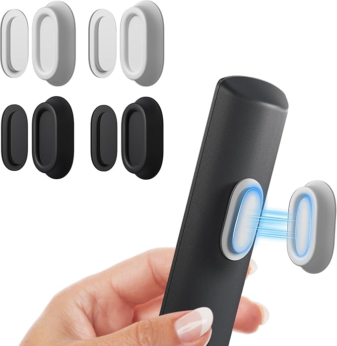 Magnetic Remote Control Holder Wall Mount for TV/Fan, Black&White | No Drill Self-Adhesive TV Remote Holder for Bed, Silicone Remote Caddy, Bedside Organizer, RV Accessories by ELECTRONICSORGANIZATION