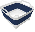 Collapsible Wash Basin 9L, Foldable Dish Tub with Drain Plug, Portable Collapsible Dish Basin, Camping Sink for Washing Dishes, Laundry & Kitchen Use (Navy Blue) by MontNorth
