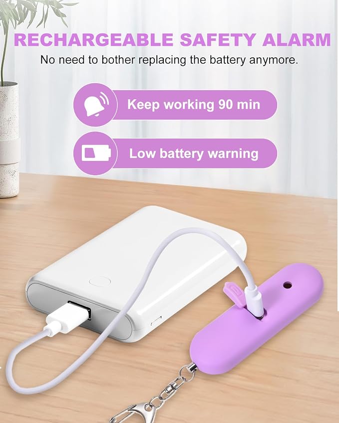 Personal Safety Alarm for Women - Waterproof Rechargeable Security Alarm - 140dB Extra Loud Siren with SOS Strobe Light - Self Defense Keychain for Women Girls Teens Seniors - Image 4