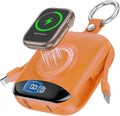 citicr Portable Charger 10000mAh w/Built-in Cables & iWatch Charger Orange | Fast charging, Built-in cables, LED display, Charge 5 devices at once, Ring buckle, TSA approved, Pocket size, Charge iWatch by CITICR