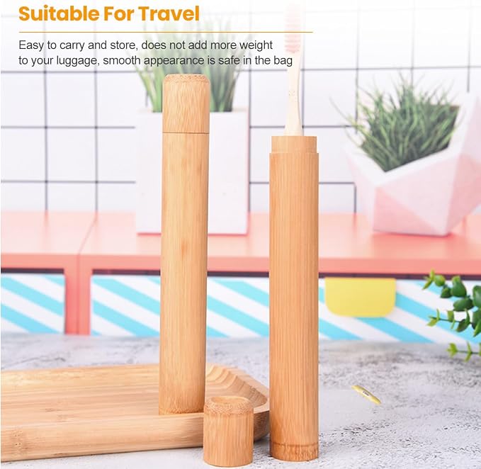 VASANA 2PCS Bamboo Toothbrush Case Portable Toothbrush Container Reusable Toothbrush Holder Personal Cleaning Tools Storage for Daily Use Traveling Camping(21CM) - Image 7