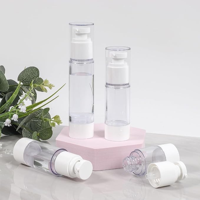 Clear Airless Pump Bottles, Vacuum Travel Cosmetic Containers | 2.7OZ/80ML 6Pack Lotion Dispenser Pump Bottles; For Cream, Foundation & Skincare Cosmetics; With Labels & Wooden Sticks - Image 8