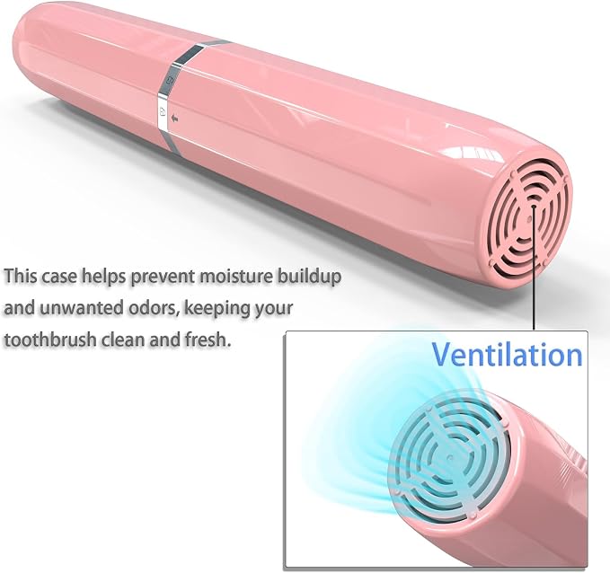 Long Ventilated Electric Toothbrush Travel Case, Portable Holder, Fits Most Standard Straight Electric Toothbrushes (Pink) - Image 7