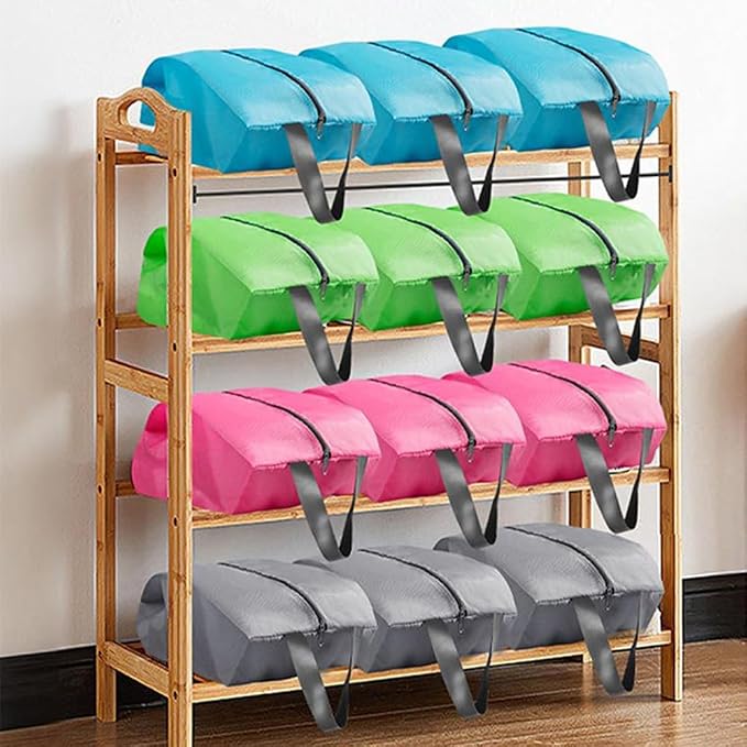 5Pcs XL Travel Shoe Bags Portable Travel Gifts Shoe Organizer with Zipper Closure, Waterproof Nylon Shoe Storage Organizer with Handle Travel Bags For Men and Women, Blue - Image 7