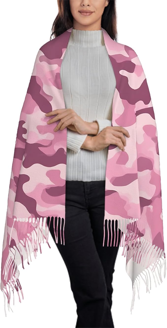 IBILIU Oversize Scarf for Women Floral Flower Purple Prune Color Scarf Tassel Scarves Fall Winter Shawl Wraps - 77.6 x 28.3in - Image 3