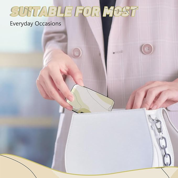 Credit Card Holder, Beige Mini RFID Aluminum Card Wallet Business Card Case | Small Blocking Slim Metal RFID Blocking Front Pocket Wallet Hard Case Durable CC Holder for Women Girls Arts - Image 7