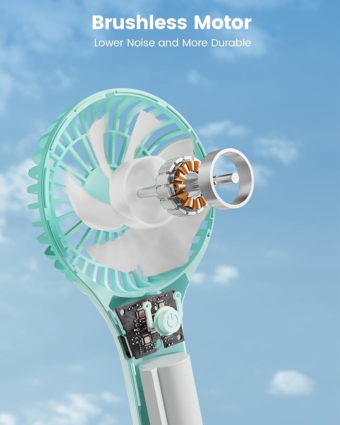 Edvision Portable Mini Fan - Powerful Personal Handheld Fan with 3 Speeds, Cute and Small, USB Rechargeable for Travel/Lash/Makeup/Outdoor/Home, Blue - Image 4