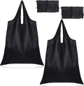 ElevateTech Foldable Tote for Women Men, 2 Pcs Ultra-Lightweight Foldable Shopping Bag Kitchen Reusable Grocery Bag Washable Tote Bags Compact Travel Market Handbag (Black) by Unknown