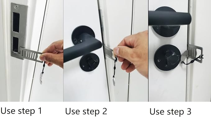 Portable Door Lock for Travel Door Lock College Dorm Lock Hotel Room Security Devices Apartment Jammer Additional Safety for Traveling Home College (3) - Image 6