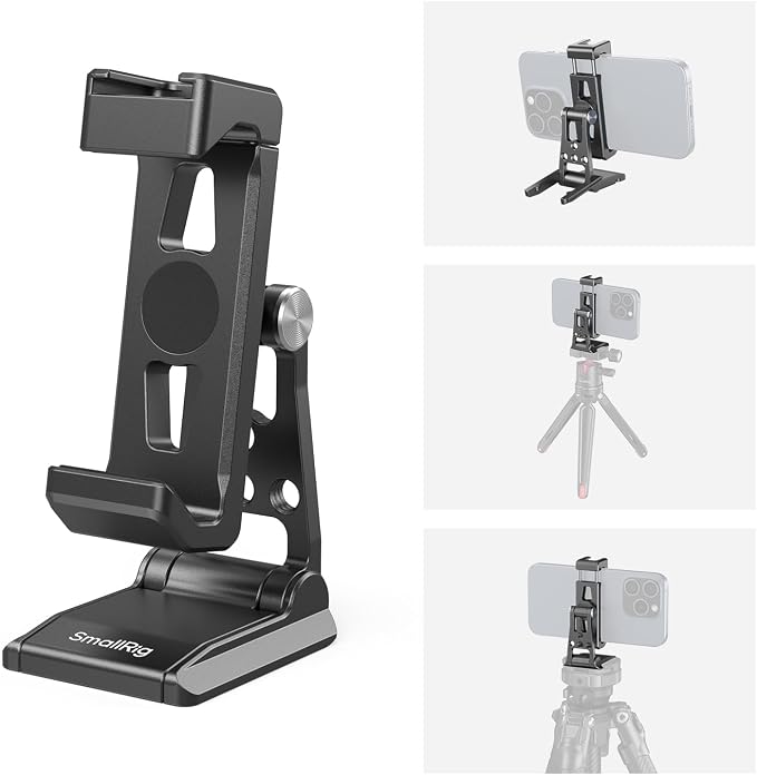 SmallRig Metal Phone Tripod Mount with Quick Release Adapter for Arca and Cold Shoes, Universal Cell Phone Stand for Desk, for DJI RS 3 mini Stabilizer, for iPhone - 4611 by SmallRig