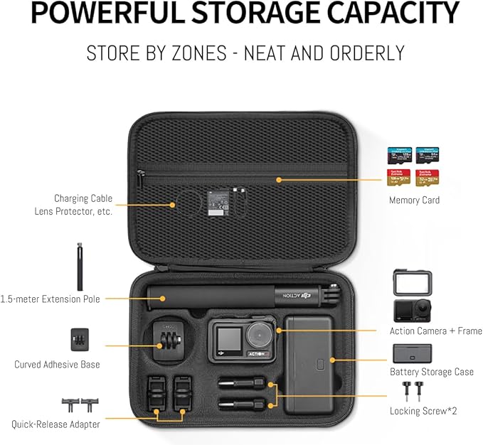 Osmo Action 5 Pro Carrying Storage Case for DJI Osmo Action 5 Pro/4/3 kit | Surface Waterproof Travel Portable Hard Bag Compatible With DJI Osmo Action 5 Pro/4/3 Adventure Combo Outdoor Travel - Image 3