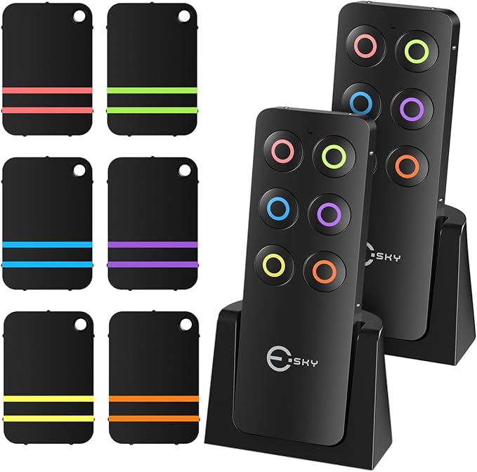 Esky 2 Transmitters and 6 Slim Receivers Key Finder with Sound 85dB | Remote Item Finder Locator Wallet Tracker Key Finders Beeper Tags for Finding Wallets Keys,Phone, Glasses, Pet Gifts for Men by Esky