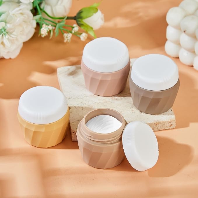 Travel Containers for Toiletries, Premium Silicone Cosmetic Cream Jars, TSA Approved Leak-Proof Refillable Travel Size Toiletries with Clear Bag for Cosmetic Face Body Cream (Apricot, 1OZ) - Image 5