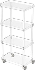 AQUIVER Acrylic Slim Storage Cart - 4 Tiers Narrow Rolling Cart - Utility Cart for Kitchen, Bathroom, Living Room, Laundry - 15.6 '' L x 10.2 '' W x 33.9 '' H by AQUIVER