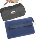 BlueHills Ultra Compact and Lightweight Travel Blanket Pillows for Two Airplane Traveling Essentials Flight Throws in Bag Large Plane Accessories – Gray and Navy Blue by BlueHills