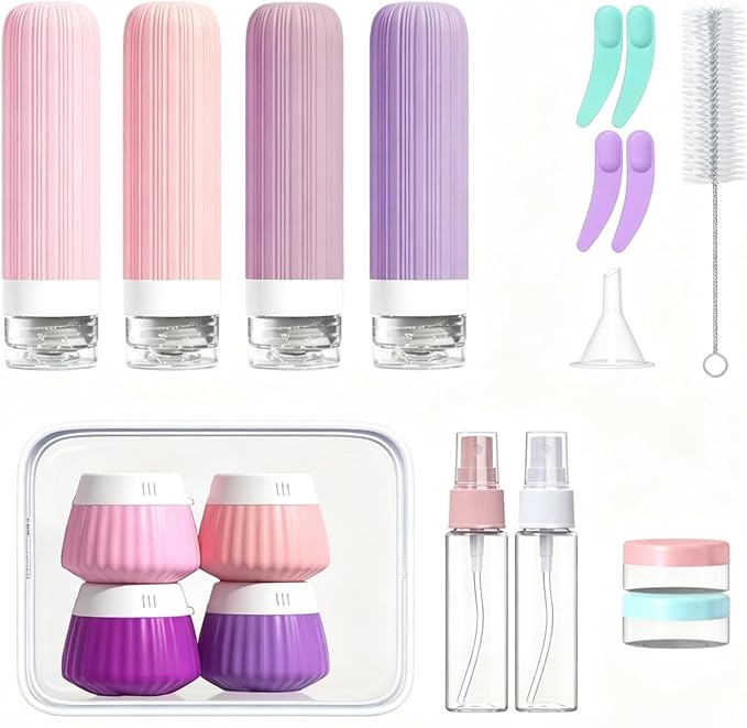 Travel Bottles Set 18 Pack, TSA Approved Leak Proof Silicone Travel Containers, Refillable Travel Size Containers for Toiletries, BPA Free, with Toiletry Bag for Shampoo Lotion Cream - Image 9