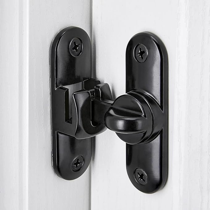 3 Pcs Black 90/180 Degree Sliding Door Latches,Zinc Alloy Flip Latch | Barn Door Latch,Cabinet Lock,Right Angle Door Lock,for bedroom,cabinet,drawer,Gardens,Wine Cabinet,garage,window,Pet Cage - Image 3