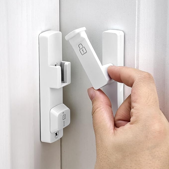 White 90 Degree Barn Door Lock,Flip Gate Latches Hardware | Zinc Alloy Door Lock,Right Angle Door Lock Latch,Sliding Door Latches,for bedroom,drawer,pet enclosures,cabinet,garage,window - Image 4