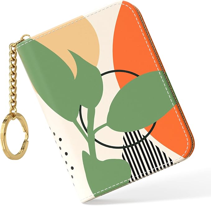 Nipichsha Credit Card Holder, Small RFID Card Wallet for Women, Slim Leather Card Holder Wallet, Credit Card Wallet Organizer, Pocket Business Card Case with Zipper & Keychain, Modern Abstract Art | Leather Card Holder Wallet, Credit Card Wallet Organi... by Nipichsha