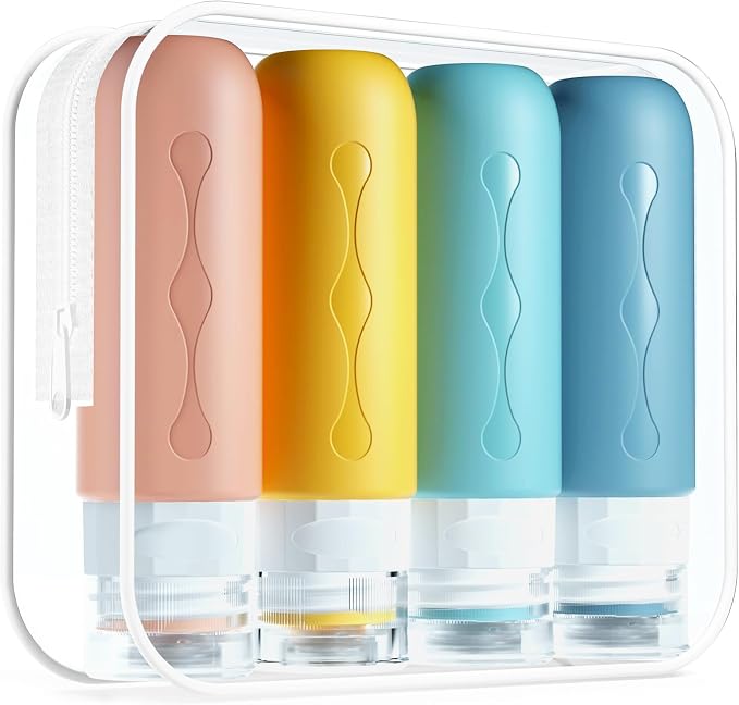 Gemice Travel Bottles for Toiletries, Tsa Approved, Travel Size Containers, BPA Free Leak Proof Tubs Refillable Liquid Accessories for Cometic Shampoo and Lotion Soap by GemiceBeautyTools