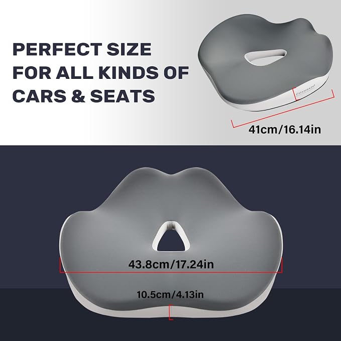 Coverado Car Seat Cushion with Memory Foam, Ergonomic Driving Seat Cushion for Sciatica, Tailbone, Back Pain Relief, Premium Non-Slip Washable Cushion for Car, Driver, Office, Wheelchair - Image 7