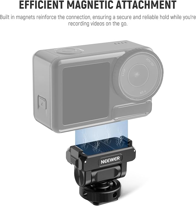 NEEWER Magnetic Mount Adapter Compatible with DJI Osmo Action 5 Pro/4/3, Upgraded Metal Quick Release Action Camera Mount Vlogging Accessories - Image 2