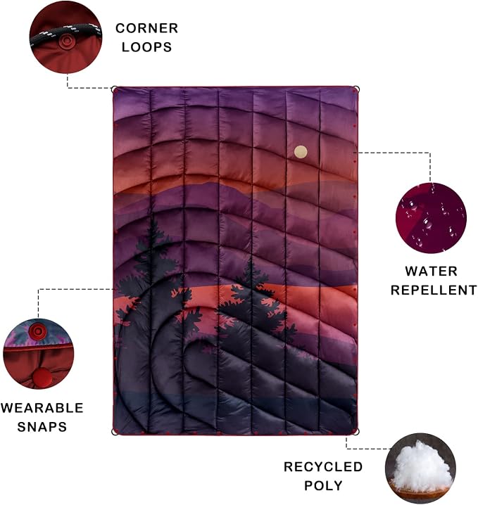 Puffy Camping Blanket,Large Camp Blanket Outdoor Camping Quilt Waterproof | Lightweight Printed Warm Packable Down Alternative Blanket for Camping,Traveling, Stadium, Hiking, Picnics - Image 5