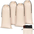 4 Pcs Flannel Cloth Shoe Bags for Travel, 8 x 17 Inches Dust Pouch with Drawstring Closure, Washable Breathable Cotton Fabric for Luggage(Beige) by Amylove