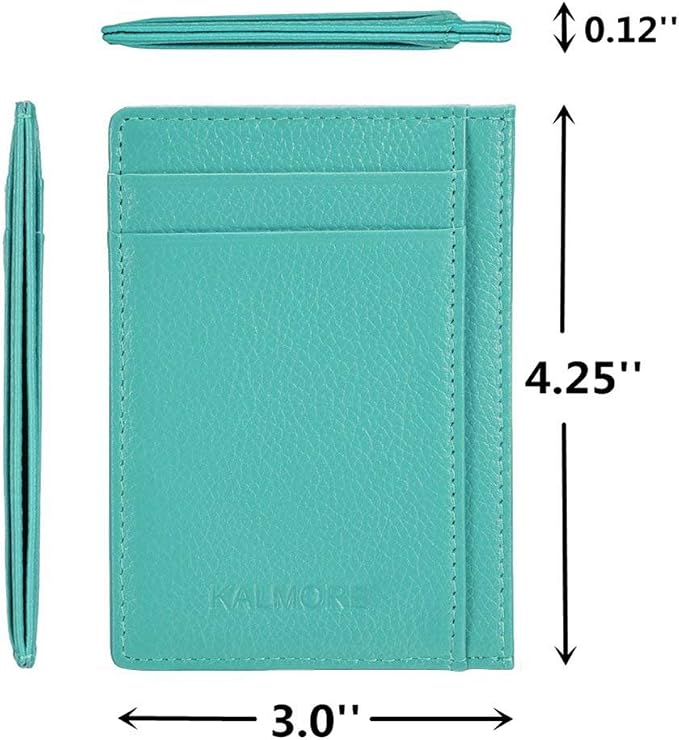 KALMORE womens Credit Holder Genuine Leather Slim Minimalist Card Case Wallet, Black With Id Window - Image 4