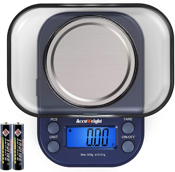 AccuWeight Digital Gram Scale with 300g/0.01g Small Pocket Coffee Scale with High Accuracy, Jewelry Scale with Tare and Calibration for Kitchen Food Scale by Accuweight