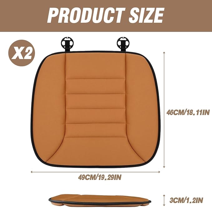 2PCS Car Seat Cushion Pad 1.2" Thick Comfort Seat Protector for Car Driver Seat Office Chair Home Use Memory Foam Seat Cushion with Non Slip Bottom, 20'' x 18.5'', Orange - Image 7