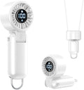 BEYYON Portable Handheld Turbo Fan, Travel Essentials, Gifts for Women/Men | LED Display, 5-Speed, Powerful Airflow, USB Rechargeable, Lanyard, Foldable Personal Fan for Cruise, Beach, Vacation by BEYYON