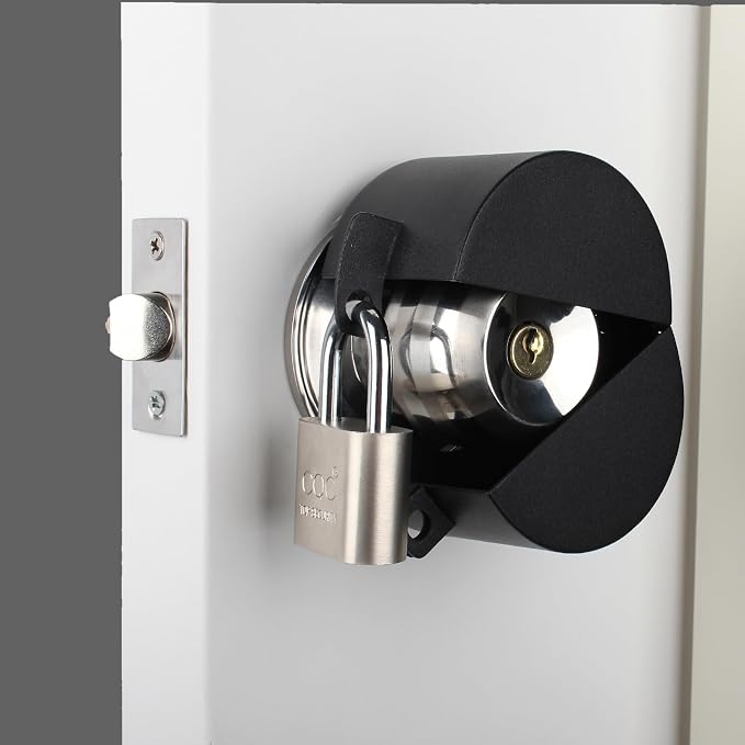 Door Knob Lockout Device with Padlock,Cover to Disable The Doorknob, Prevents Turning of Door Knob and Access to Keyhole, Prevents Operating The Knob,Black - Image 7