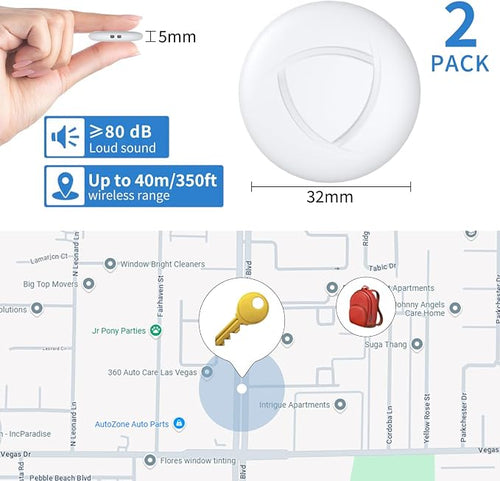 Air Tracker Tags (iOS Only) 2 Pack, Air Tag, 2-Year Replaceable Battery Bluetooth Tracker Compatible with Apple Find My, Item Finder Smart Tag for Keys, Luggage - [Apple Find My Certified] - Image 2