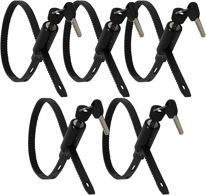 Adjustable Zip Tie Lock for Refrigerator Door Cabinet Bike Stroller Helmet - Multi-Purpose Keyed French Door Lock - Stainless Steel Fridge Lock with Key (5 Pack Keyed Alike) by UrbanAugust