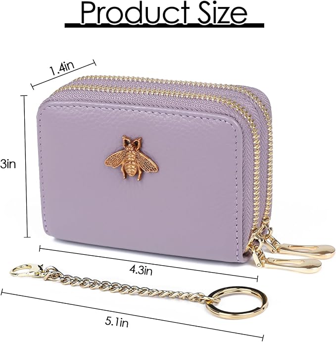 imeetu RFID Credit Card Holder, Small Card Wallet Women, Leather Card Case | Genuine Leather Women's Card & id Cases, Change Coin Purse with Zipper Keychain id Window, 20 Colors & 3 Styles, Daily, Gifts - Image 5