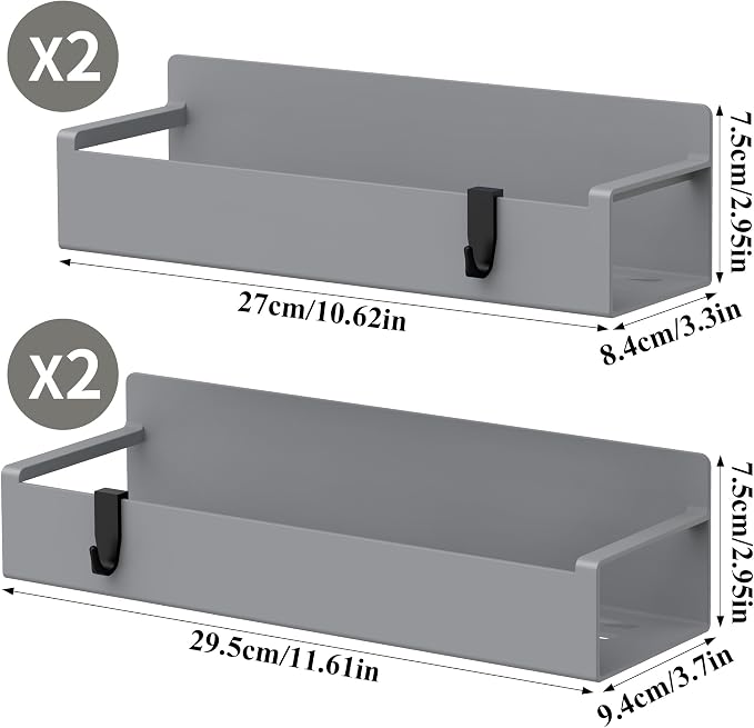 HuggieGems 4 Pack Magnetic Spice Rack Organizer for Refrigerator and Oven, Dark Grey Fridge Organizers and Storage for Kitchen - Image 7