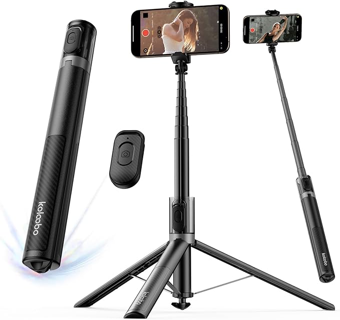 67'' Automatic Phone Tripod, Auto-Open Selfie Stick for iPhone with Remote, 360° Rotatable Extendable Phone Stand for Video Recording Vlog, Stable Travel Tripod Compatible with iPhone Android by Unknown
