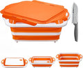 Collapsible BBQ Prep Tub with Lid, Foldable Camping Sink with Colander, Cutting Board, Dish Basin for Kitchen, Bowl, Vegetable and Fruit, Storage Basket for Picnic-Orange by ROTTOGOON