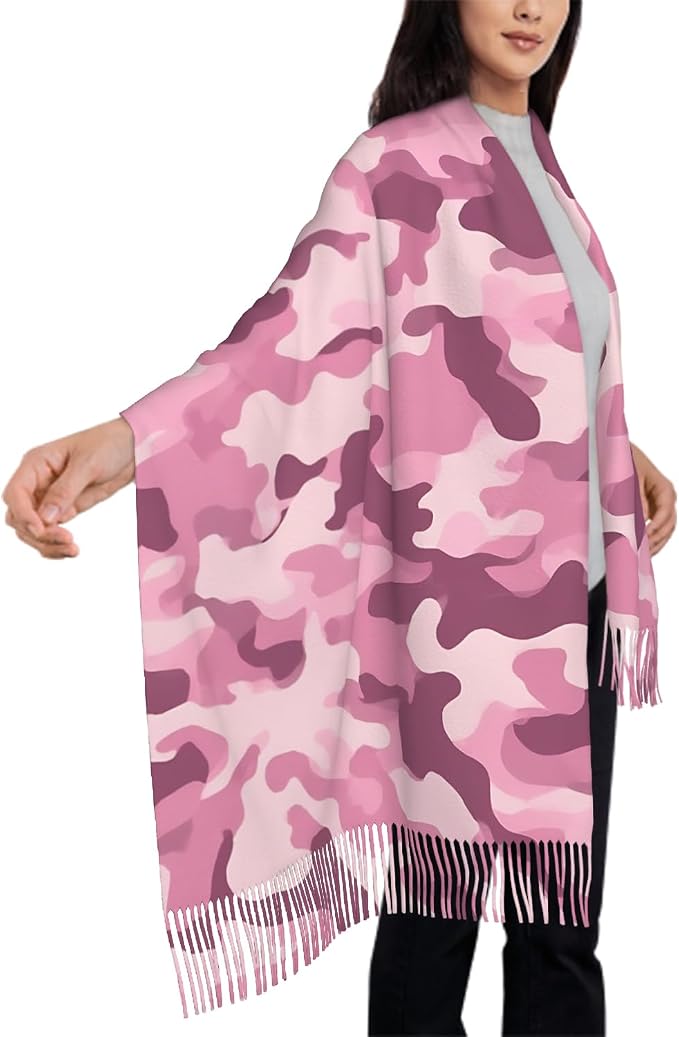 IBILIU Oversize Scarf for Women Floral Flower Purple Prune Color Scarf Tassel Scarves Fall Winter Shawl Wraps - 77.6 x 28.3in - Image 4
